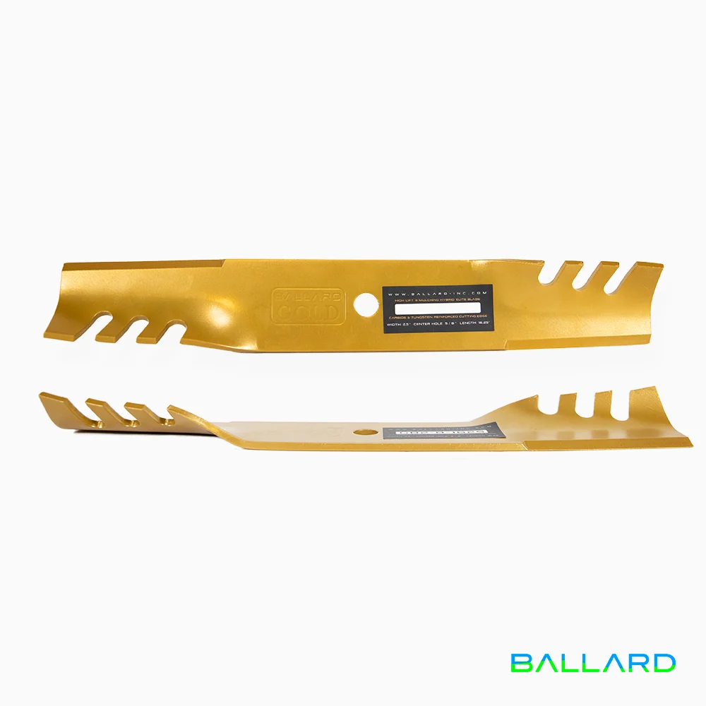 Gold Hybrid Mower Blades 14 3/4" Long, 2.5" Wide, 5/8 " Center Hole