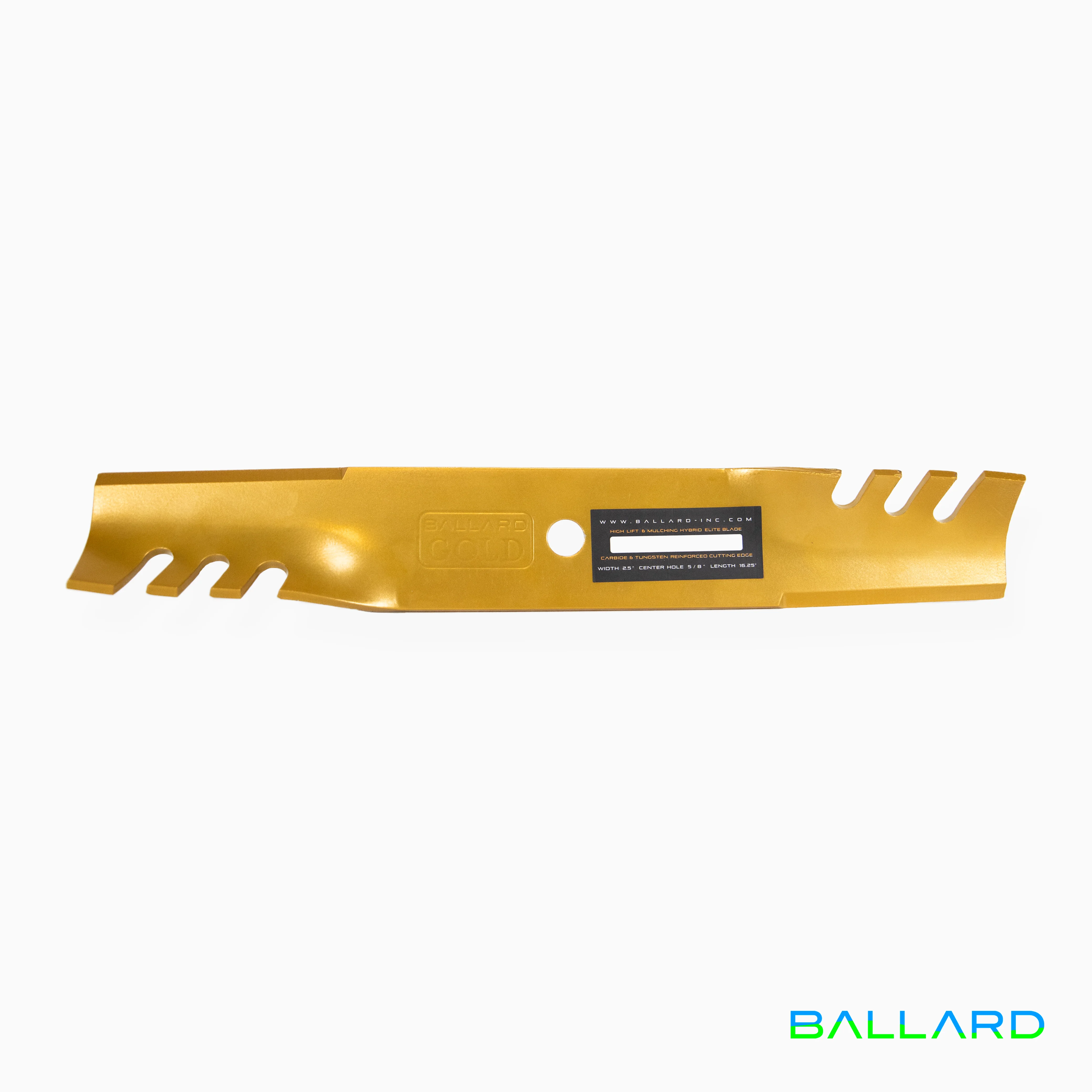 GOLD Hybrid Mower Blades: 16 1/2" Long, 2.5" Wide, 5/8" Center Hole - Image 2